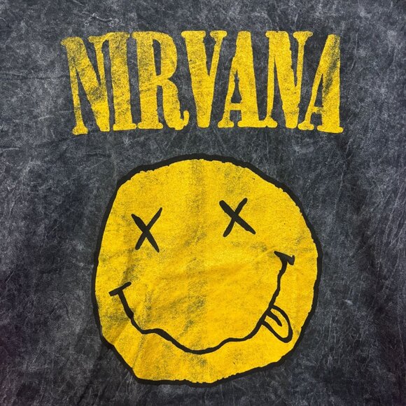 Nirvana Never Mind Smiley Face Mineral Wash grunge Tshirt size Large - Picture 2 of 4